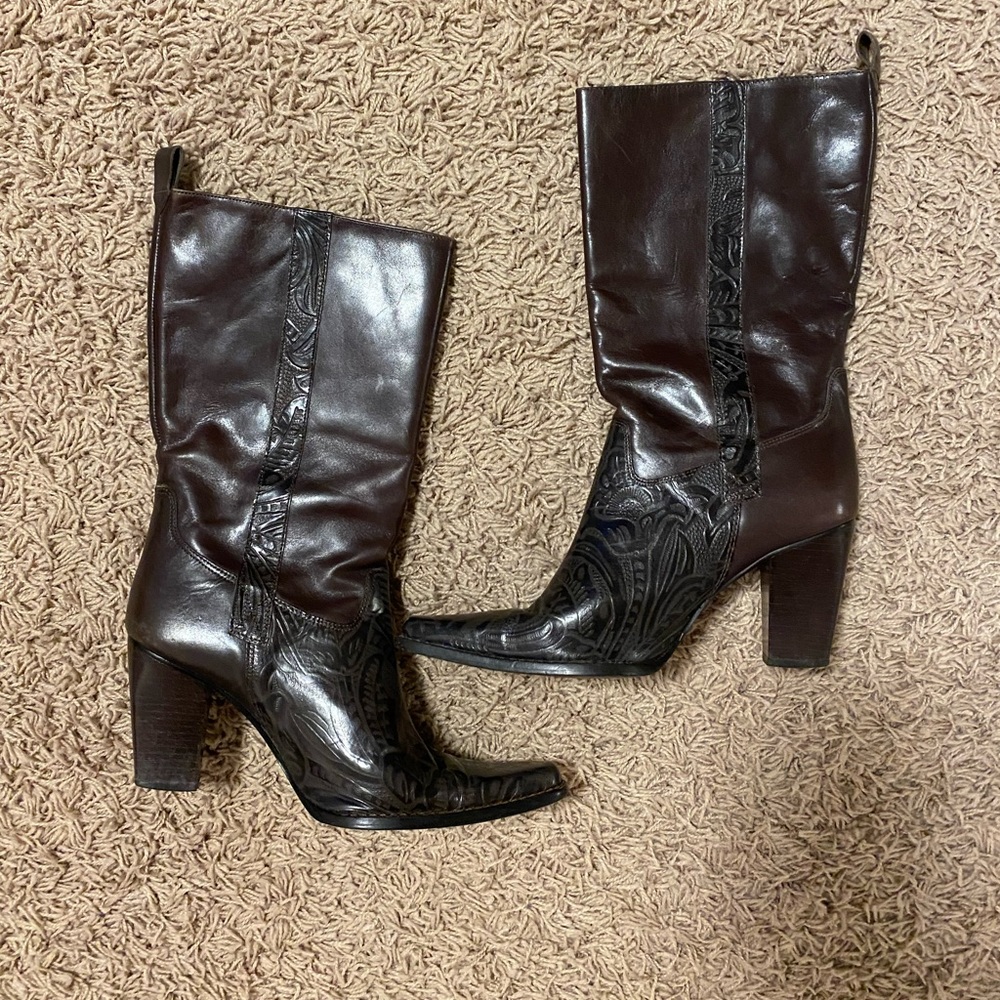 Antonio Milano Made in Brazil tooled genuine leather boots